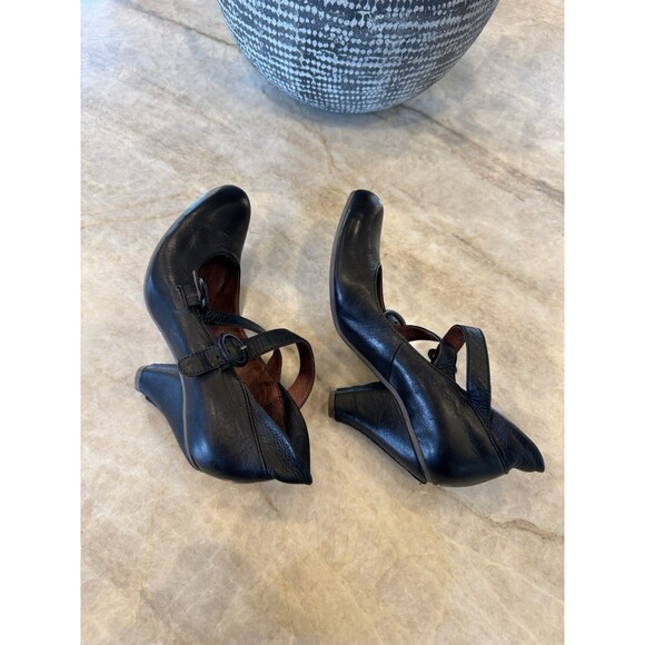 Chocolate Negro Portugal Pumps Black Leather Vintage Strap Maryjane 5.5 Coquette - Picture 9 of 16